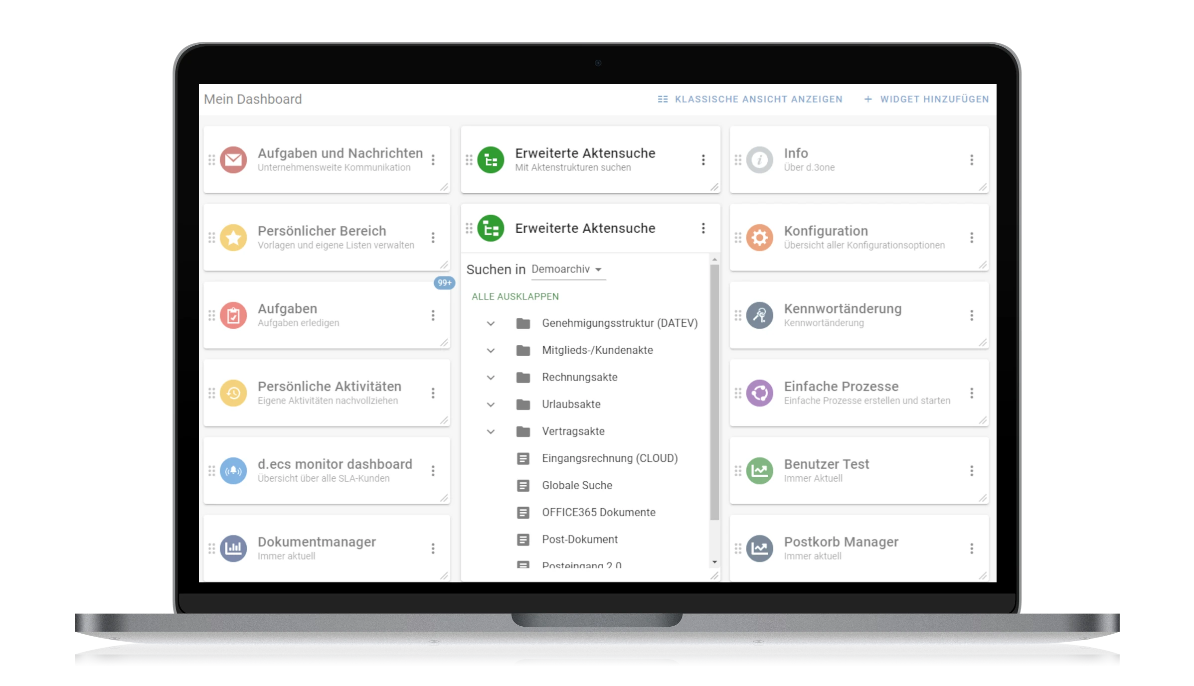 Erweiterte Aktensuche - Mein Dashboard