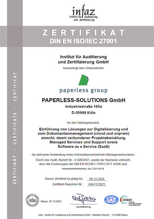 DMS ISO 27001 zertifiziert 1